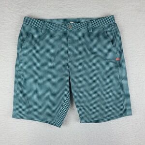 Under Armour Shorts Mens 38 Blue Teal Gingham Check 11" Casual‎ Performance Golf